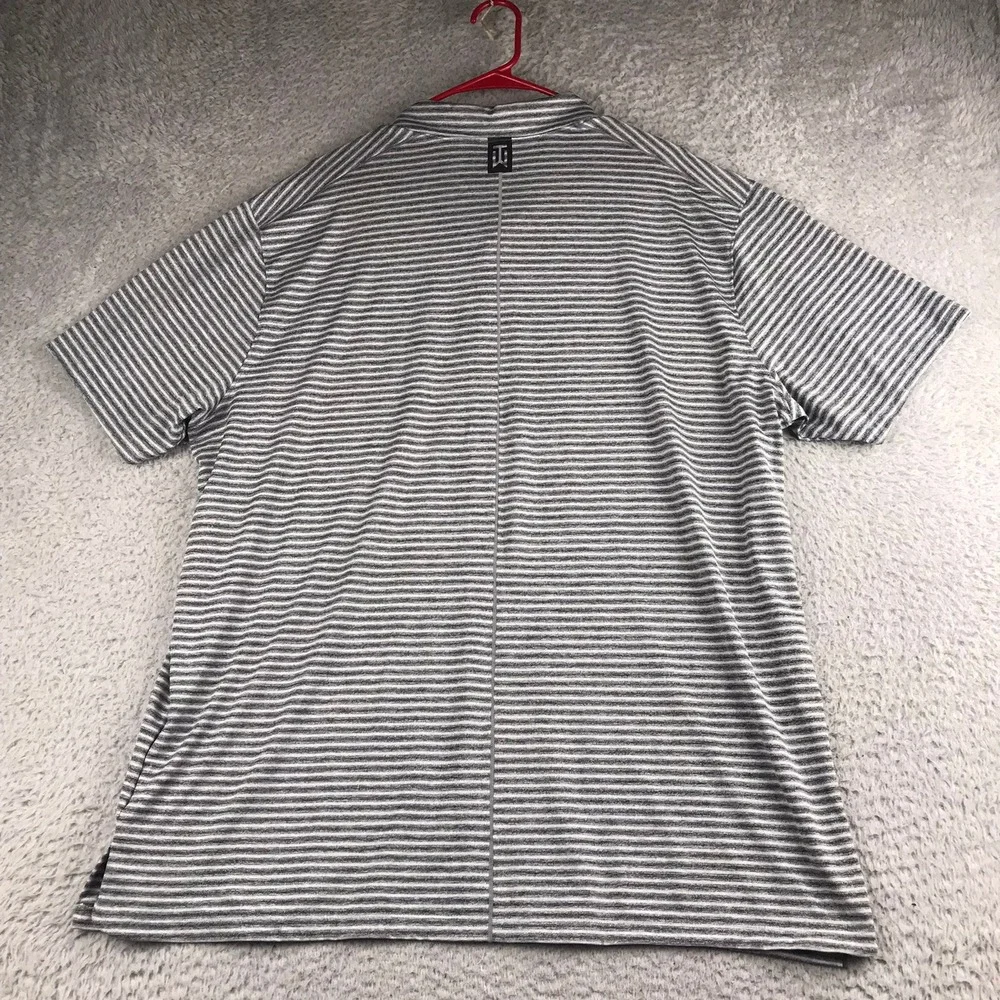 Nike Tiger Woods Golf Polo Shirt Mens XL Grey Striped Oklahoma OU Logo